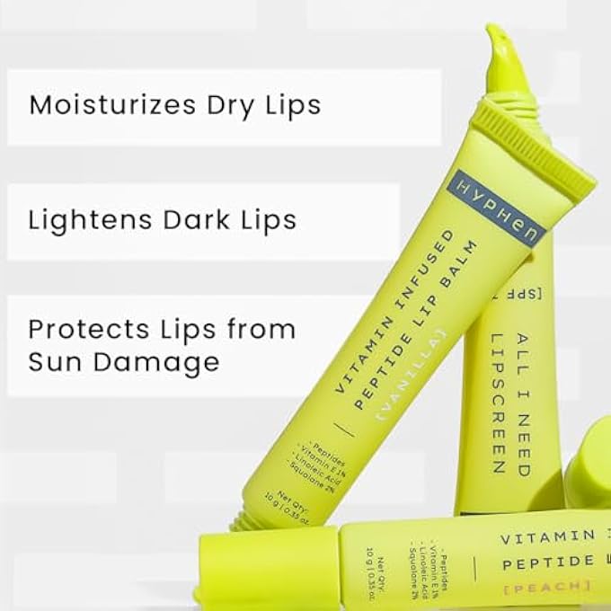 HYPHEN LIP CARE COMBO FOR DRY & CHAPPED LIPS | VANILA LIP BALM, PEACH LIP BALM & SPF 30 LIP SCREEN VALUE PACK OF 3 | HYDRATING & MOISTURIZING LIP BALM FOR MEN & WOMEN - Image 3